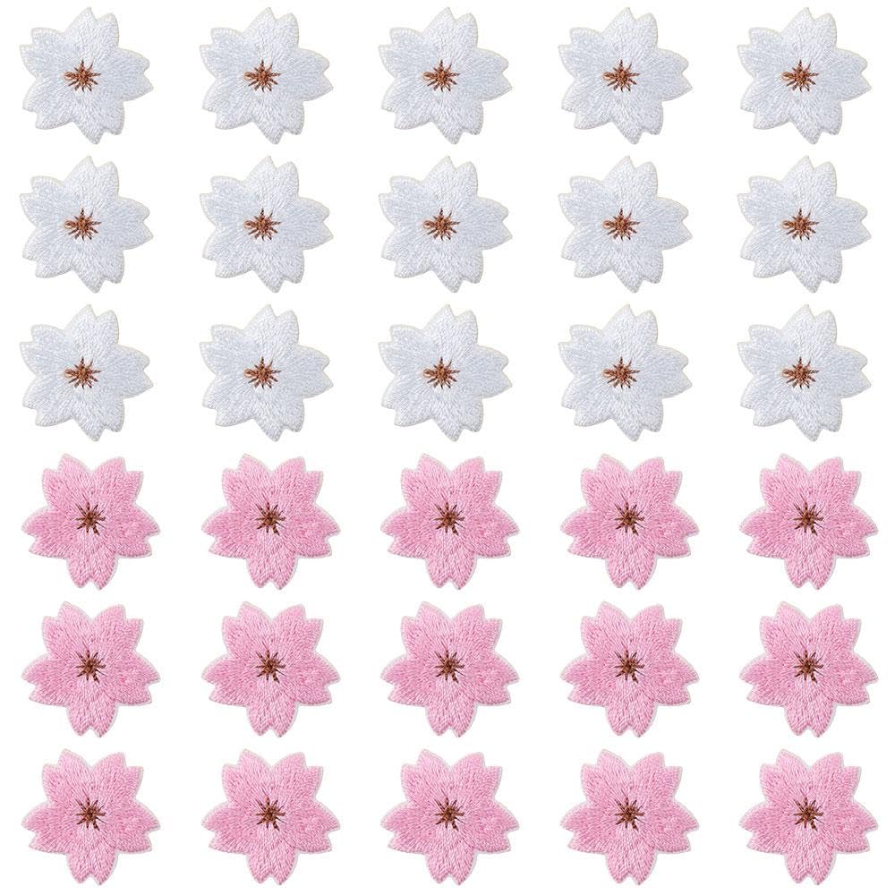 Amazon.co.jp: 30個 2スタイル カラフルな桜刺繍パッチ、花刺繍