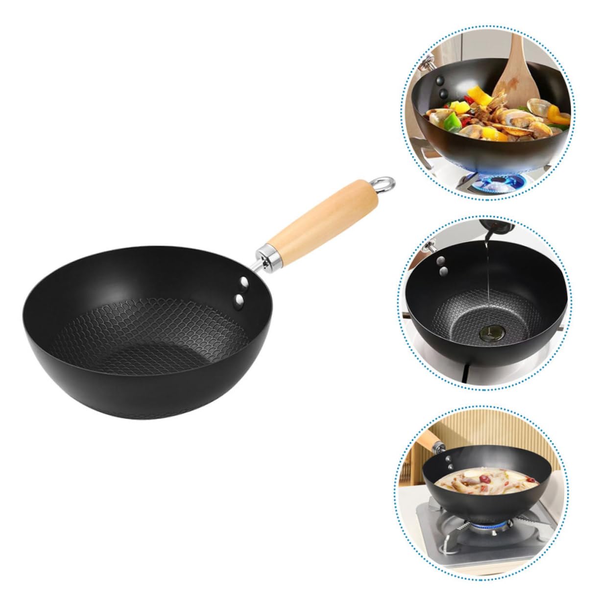 Antihaftbeschichtete Bratpfanne, Wok, Bratpfanne, Grillpfanne, Küche, Kochgeschirr-Set, Schwarz, 40 x 24 x 7,50 cm
