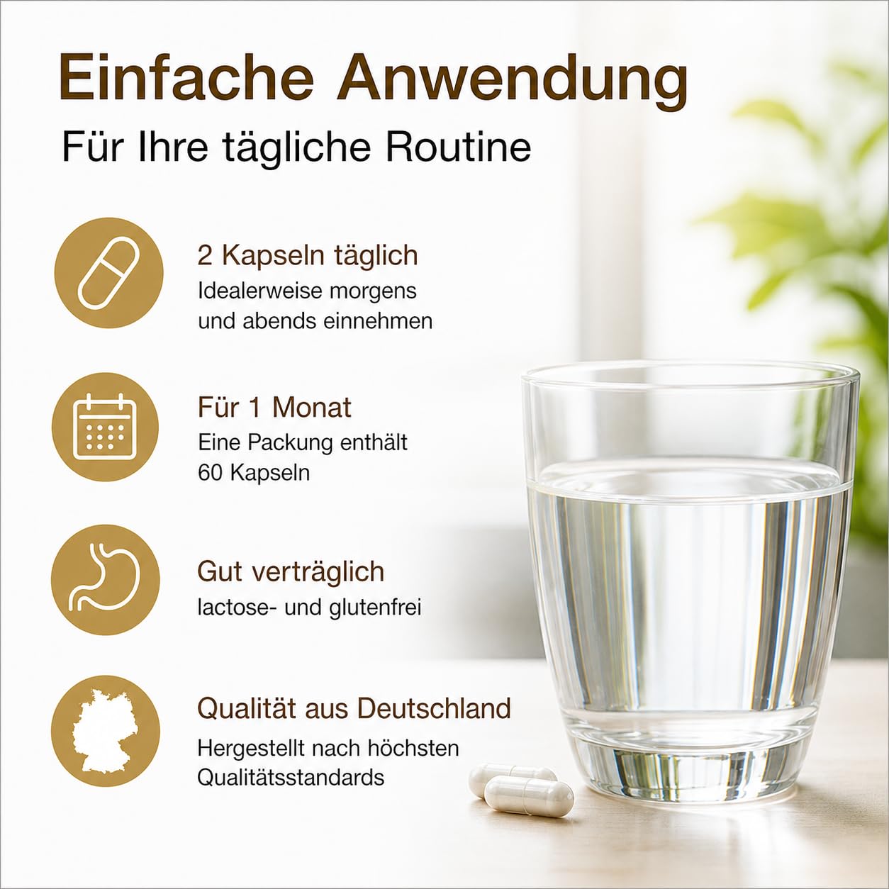 Kapseln für Haare, Haut & Nägel mit Biotin, Selen, Zink & Collagen - Vitamine A, C & B-Komplex - Hochdosierter Nährstoffkomplex mit 14 Wirkstoffen - 60 Stück.
