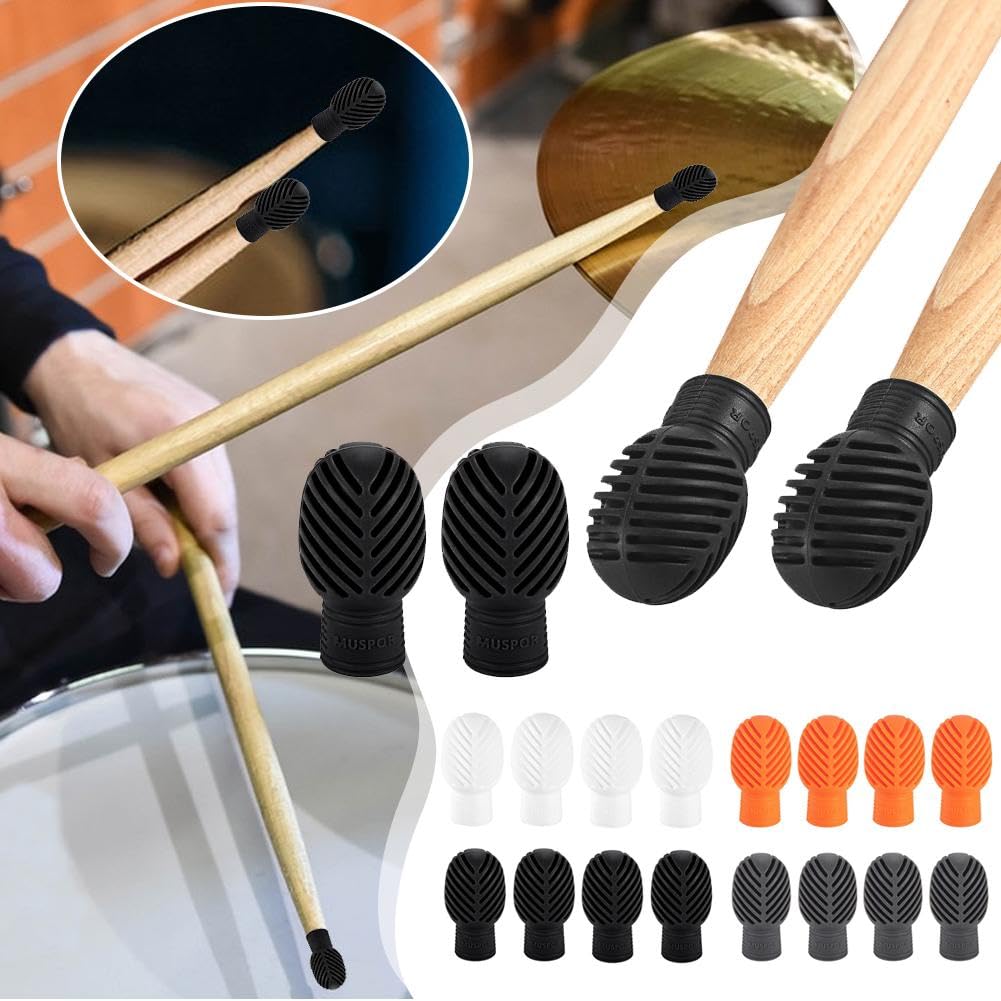 4 Embouts De Sourdine Pour Baguettes De Batterie - Silicone - Réduction Du Bruit - Pour Entraînement Silencieux