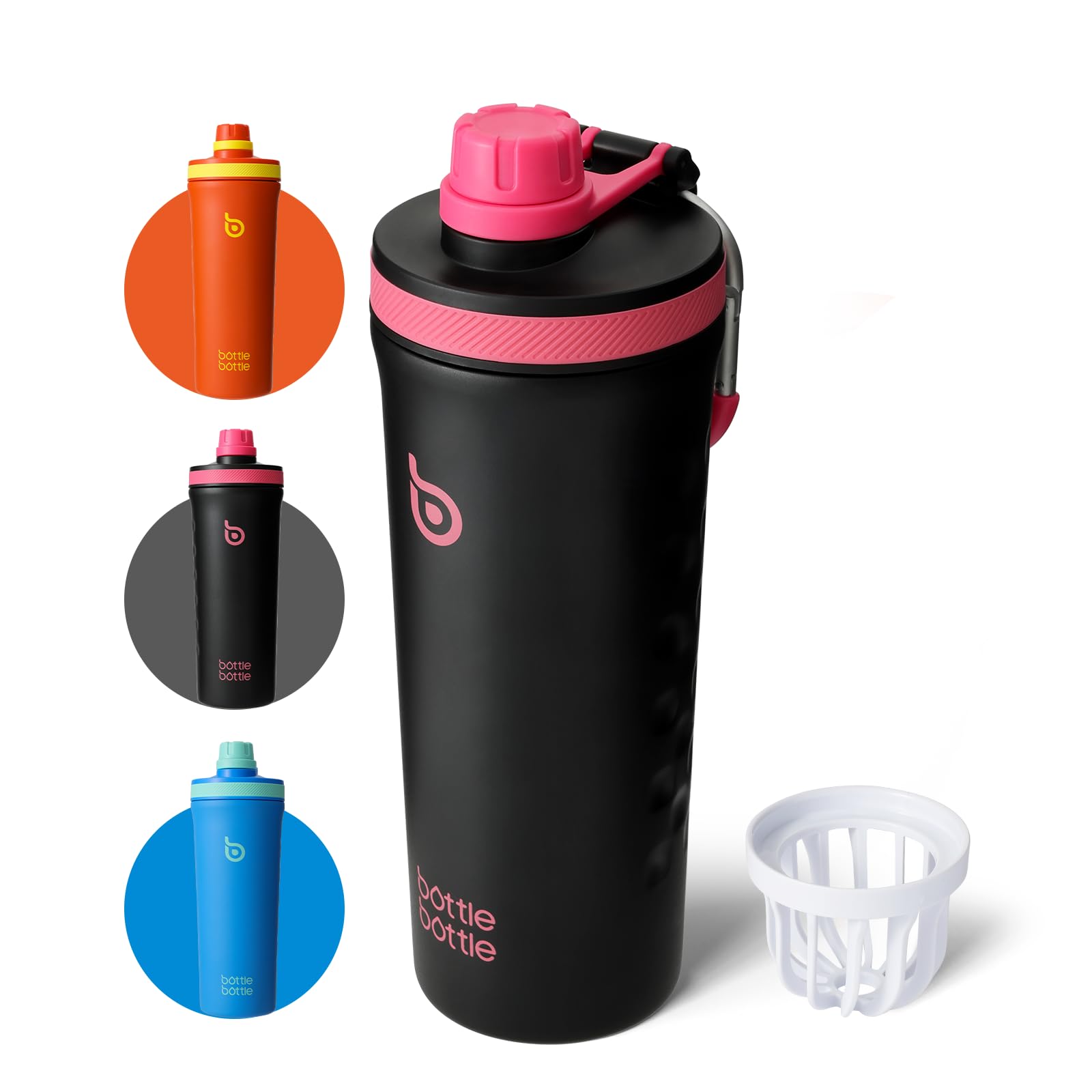 BOTTLE BOTTLE Shaker Edelstahl Trinkflasche 26oz mit Mischkugel – Protein Shaker für Eiweiß & Fitness, BPA-frei, doppelwandig, auslaufsicher, Sportflasche