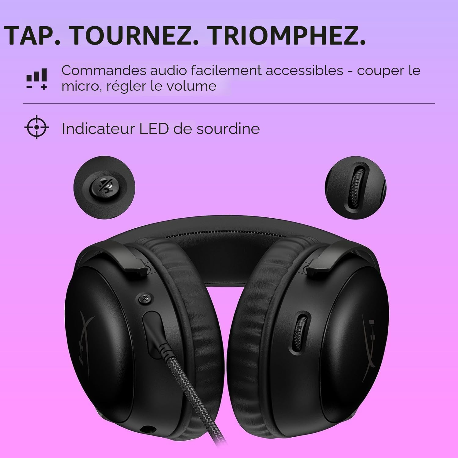 HyperX Cloud III – Casque de Gaming Filaire, PC, PS5, Xbox Series X|S, DTS, Mousse à mémoire de Forme, Microphone au Son cristallin de 10 mm, avec Suppression du Bruit, USB-C, USB-A, 3.5mm – Noir
