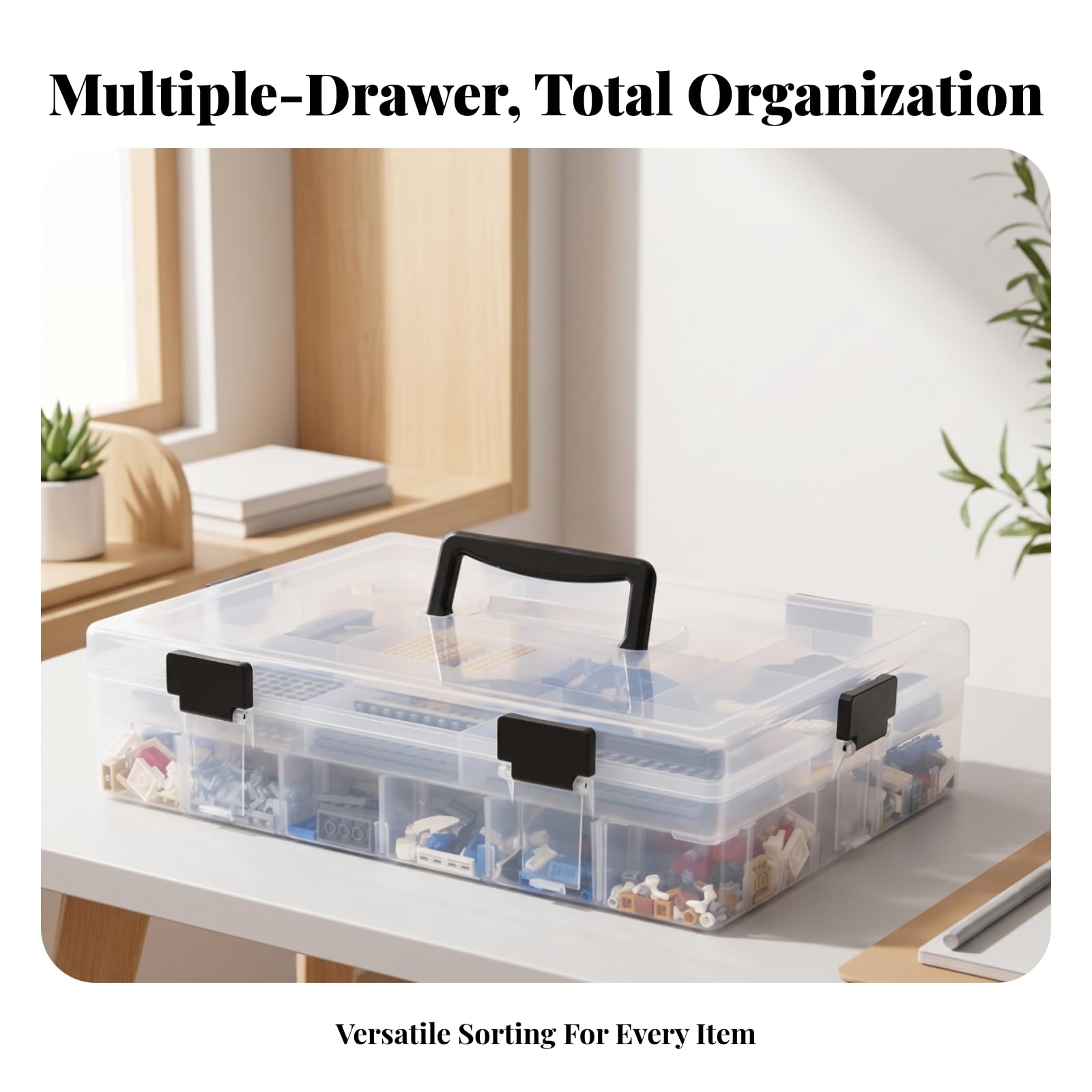 Contenitore Domestico Cassettiera di Plastica Armadietto con Cassetti Multiscomparto a Scomparti, Bianco, Organizzatore Da Scrivania Con Cassetti, 7 Scomparti