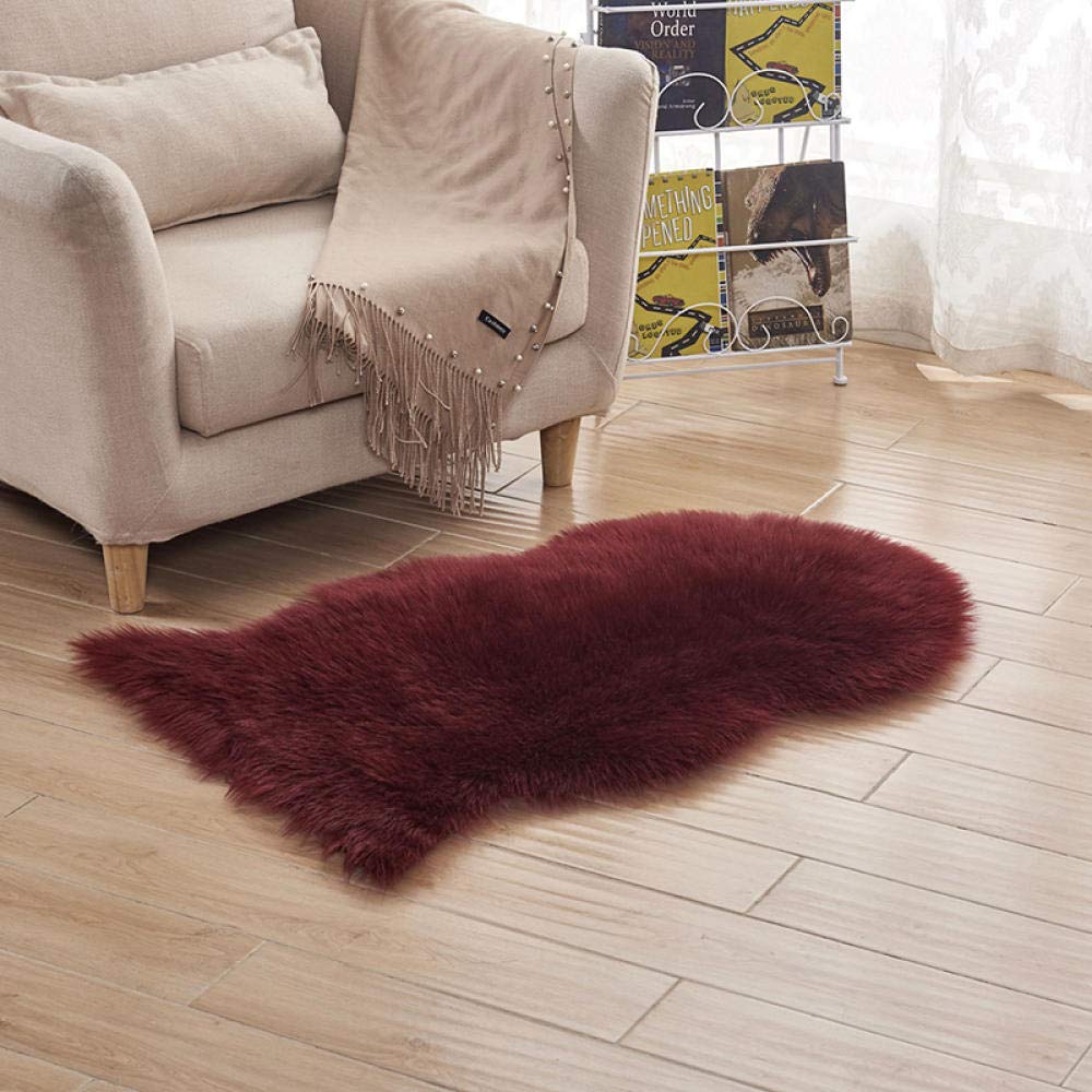 Faux Lammfell Teppich Shaggy Kunstfell Schaffell Lammfellimitat Teppiche Longhair Fell, Universal für Wohnzimmer Schlafzimmer Kinderzimmer Esszimmer Auto Bettvorleger Sofa Matte 60 * 200cm