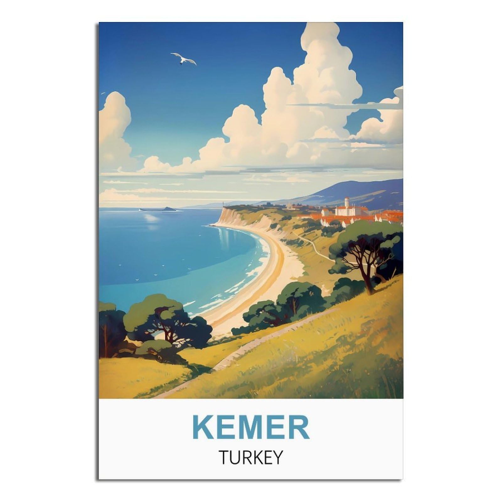 Kemer Turkey Vintage Travel Posters 20x30inch(50x75cm) Canvas Art Poster And Wall Art Picture Print Modern Family Bedroom Decor