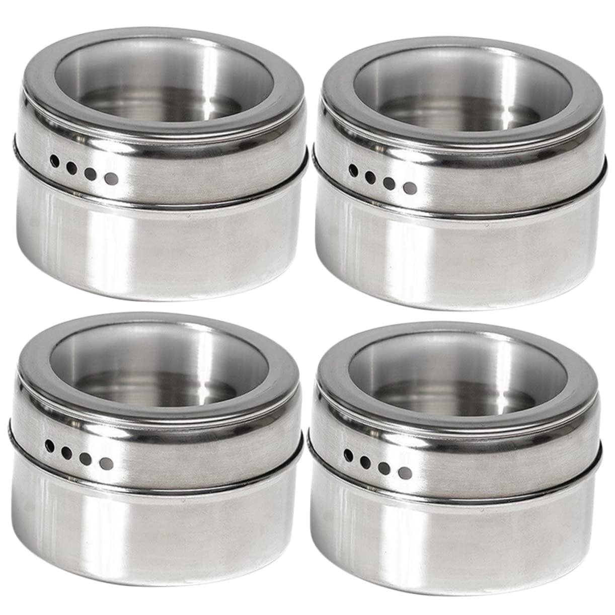 KICHOUSE Stainless Steel Salt Jar Condiment Container Lid Kitchen Seasoning Shaker Set Pepper Dispenser for Family