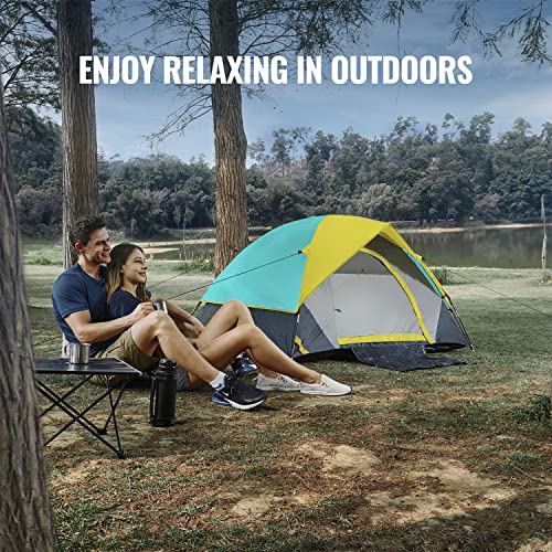 Zyerch 2 Person Camping Tent, Outdoor Family Tent with Removable Rainfly for Backpacking, Hiking, Windproof and Waterproof Dome Tent for Comfortable Trip, Easy Set Up(Teal) - Thumbnail 3