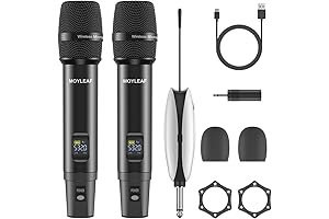 Dual UHF Wireless Microphones, 240ft Long Range