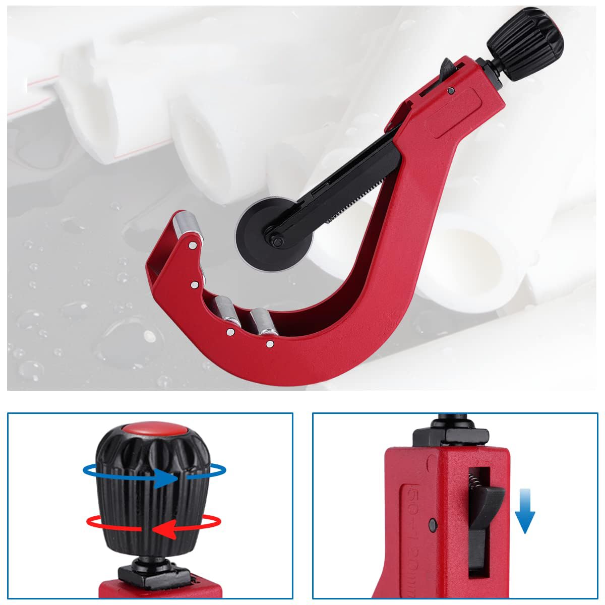 Tubo de 50-120 mm para tubos rígidos PVC PE PPR aluminio y cobre con mango antideslizante