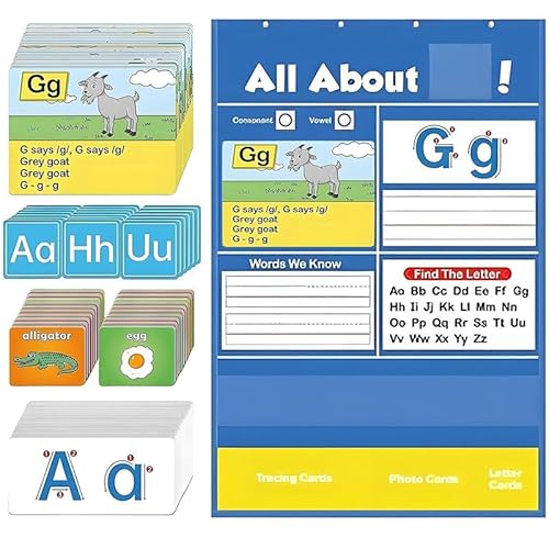 Alphabet Learning Pocket Chart, Letter Recognition Tool for Toddlers, Educational Wall Display