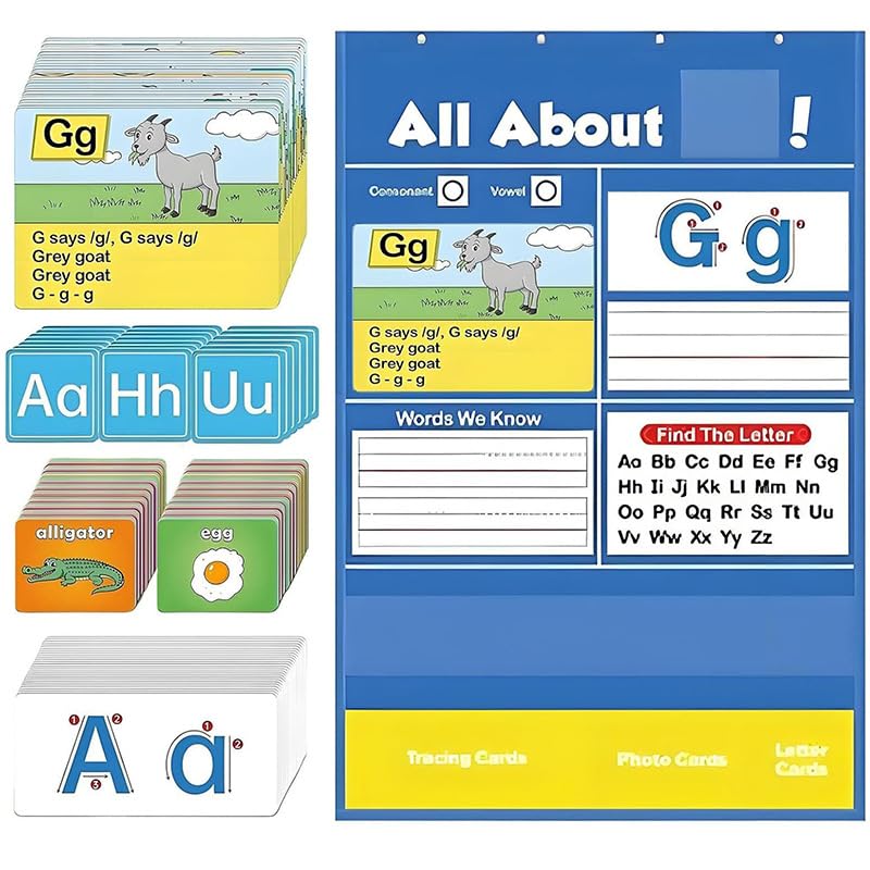 Outil de reconnaissance de lettres alphabet pour tableau mural de classe et poche d'apprentissage