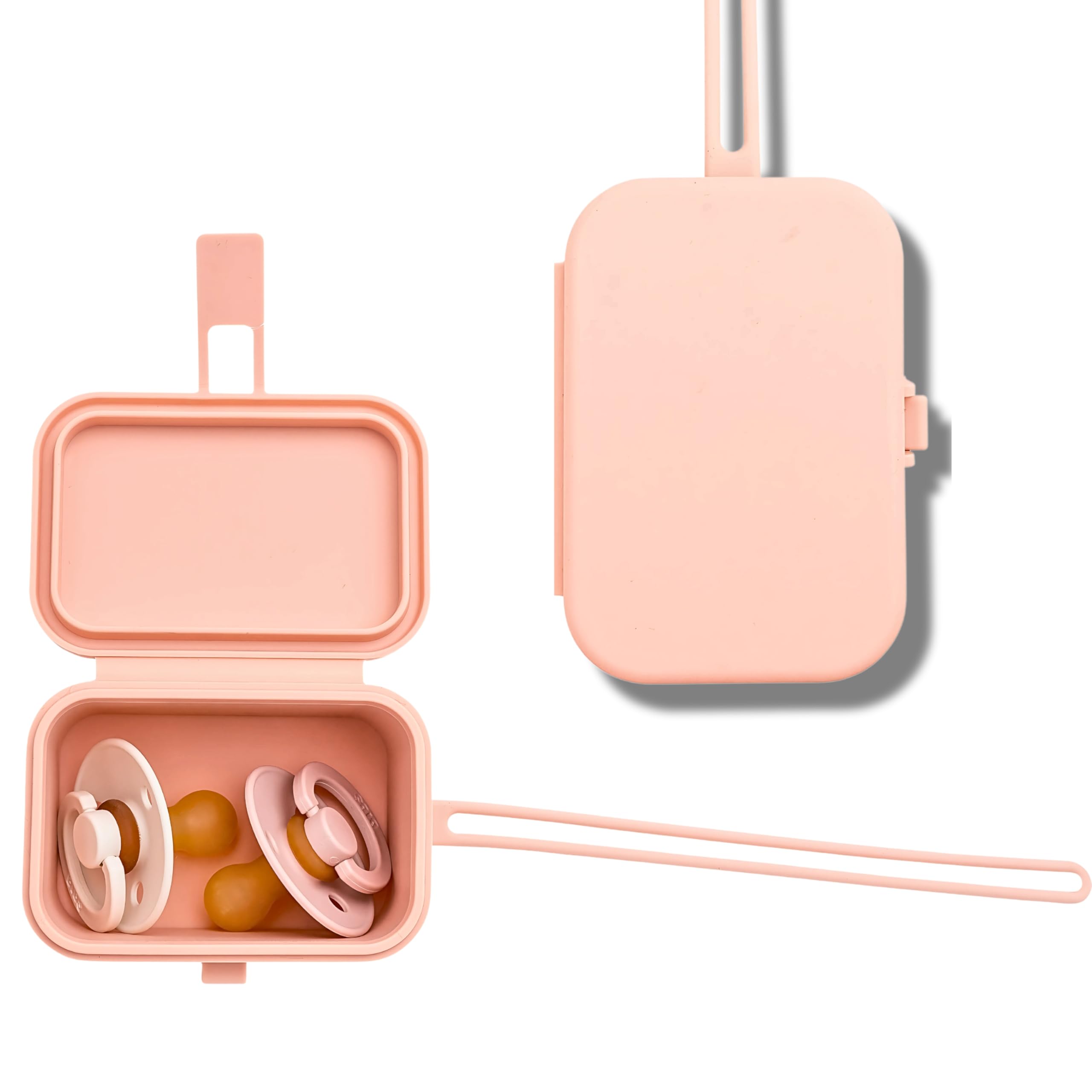 Baby's Aid Funda de silicona para chupete, sin ranura abierta con cierre patentado, apto para lavavajillas, se fija a la bolsa de pañales o cochecito, tiene capacidad para 2 chupetes, (rubor)