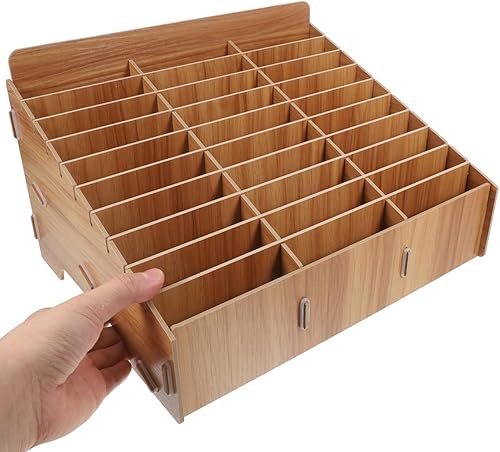 Miniatura 9 de Tofficu Soporte de madera para teléfono celular de 30 rejillas, caja de almacenamiento para teléfonos celulares, soporte para teléfono celular,