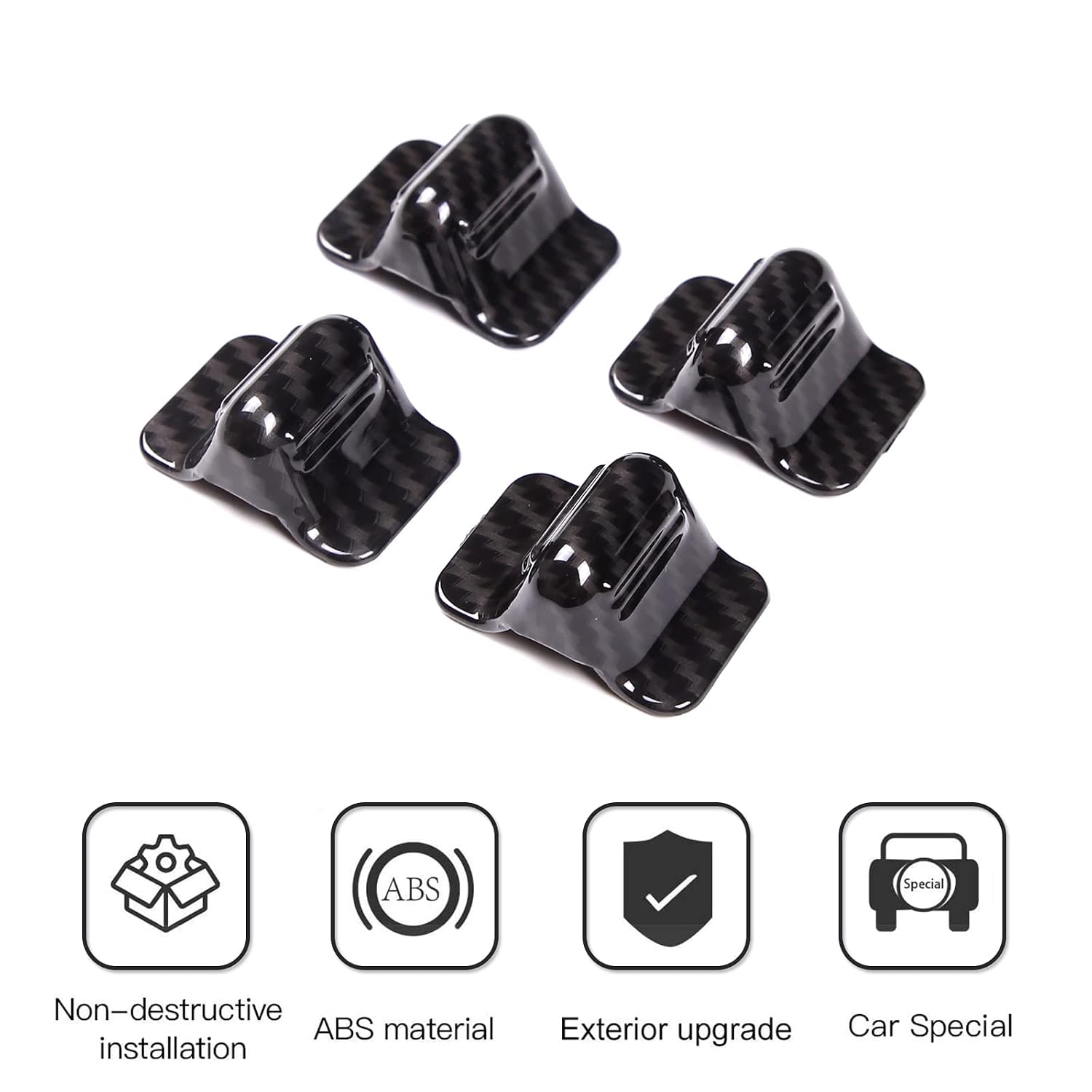 PIUGILH Car Door Lock Knob Cover Trim Frame Auto Interior Door Lock Protection Decoration Accessories Fit for Hummer H2 2003-2007（Carbon Fiber Color