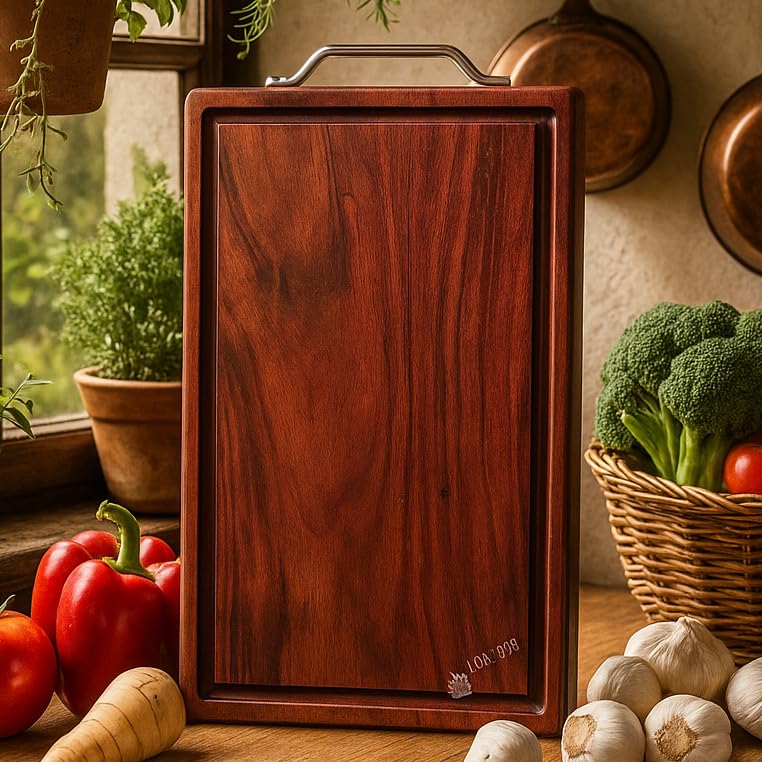 Image of Single Block Rosewood Chopping Board, Food Safe, Processed and Seasoned with Food Grade Mineral Oils, One Piece (17x10 Inches) (Rosewood XL)
