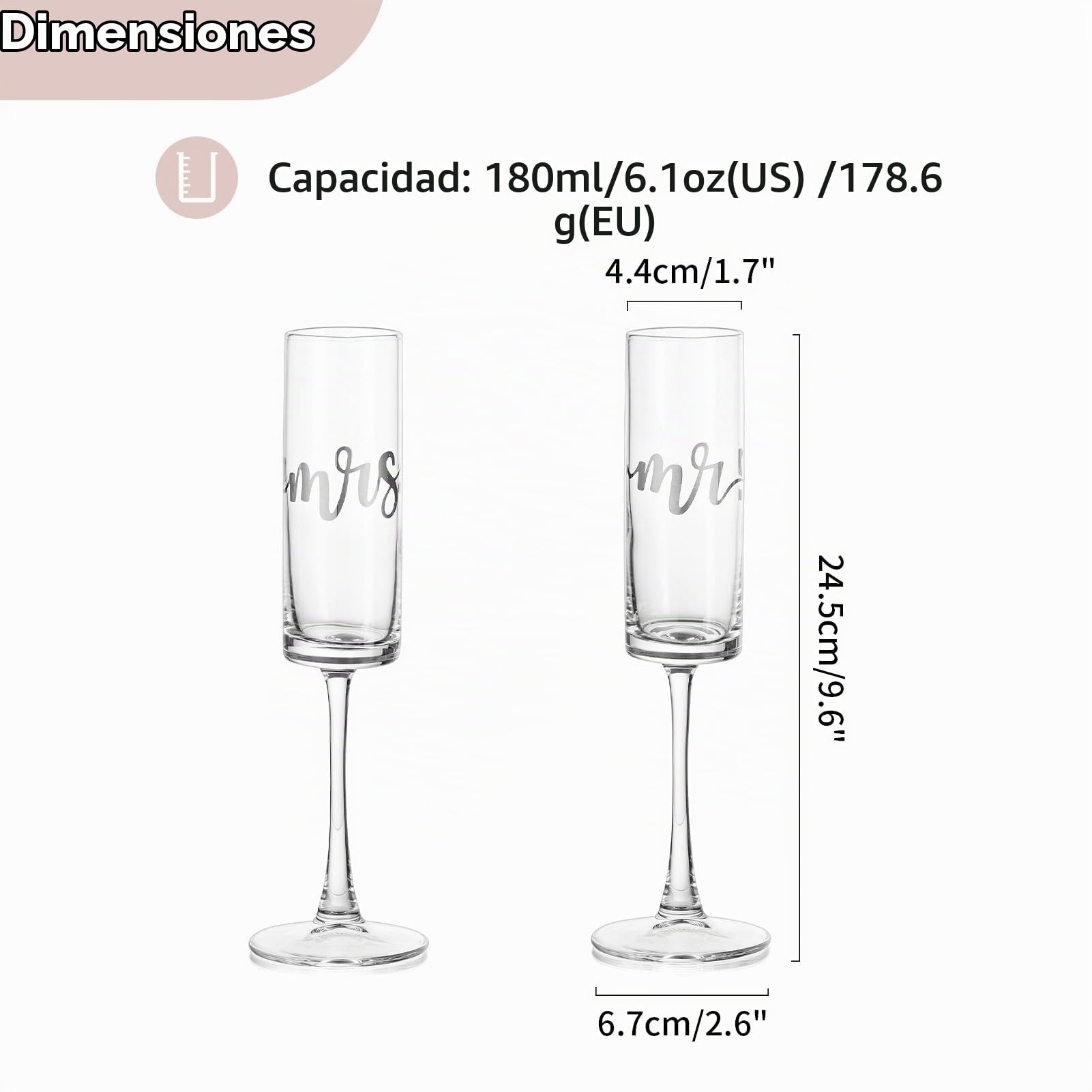 Nuptio Copas Champagne Mr Mrs: Lote de 2 Regalos Boda Plata Novios Bodas Aniversario Pareja Valentin Personalizados Enamorados Mujer Matrimonio Romanticos Casan Personalizadas Valentín Grabadas