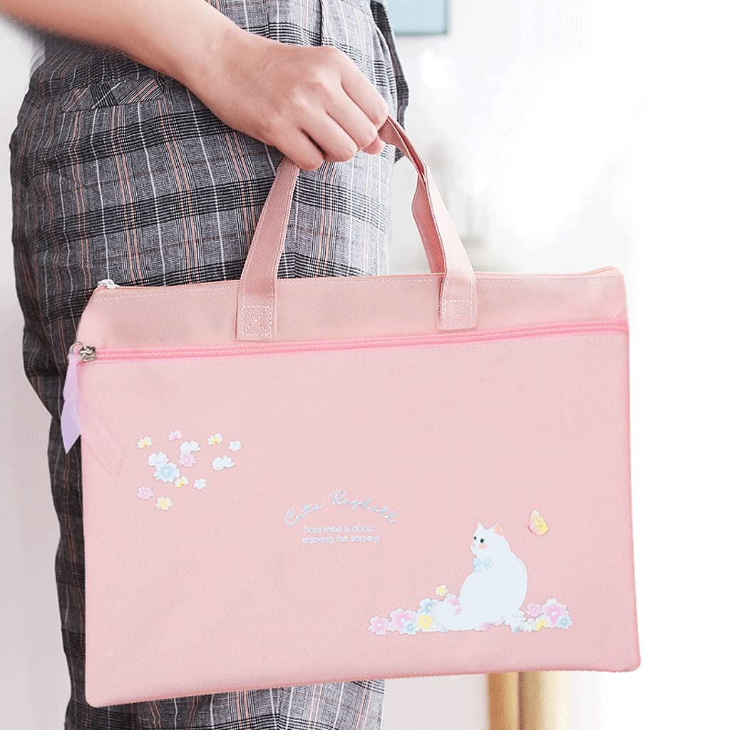 Torba na dokumenty Płótno Torba Multi-Color Opcjonalna folder plików Data Duży Pojemność Kieszeń Dokumentowa z zamkiem błyskawicznym (Color : Pink)