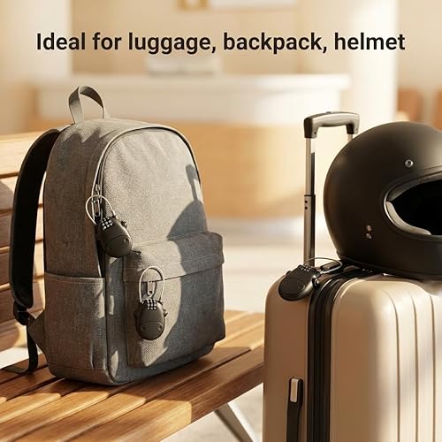 Miniatura 6 de QWORK Cerradura de cable retráctil, paquete de 2 cerraduras de seguridad con contraseña de acero para equipaje