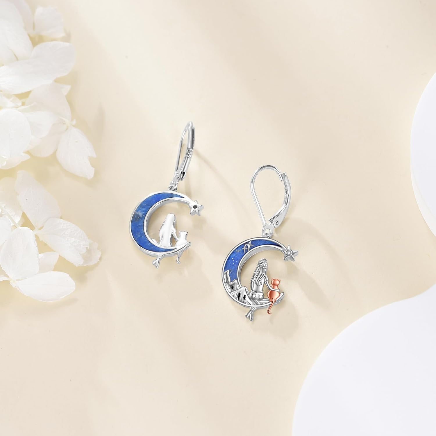 Cat/Wolf Earrings for Women 925 Sterling Silver Animal Leverback Earrings Jewelry Gift for Her - Image 3