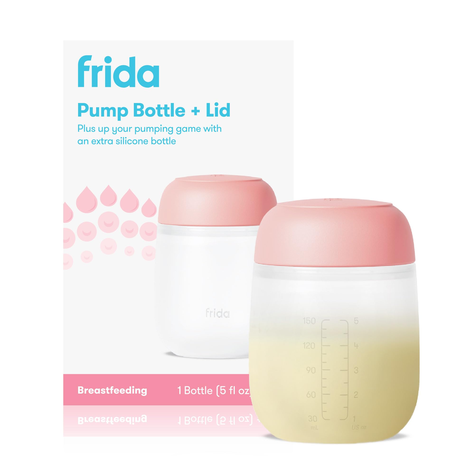 Frida Mom 2-in-1 Manual Breast Pump Silicone Bottle, Milk Collector, 5oz