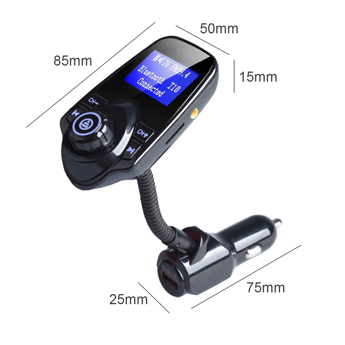 Lettore musicale MP3 vivavoce senza fili per auto Bluetooth Il ricevitore FM supporta la scheda TF e la ricarica USB