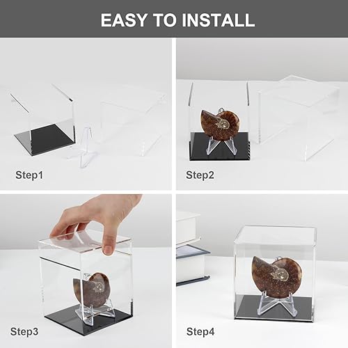 Miniatura 6 de Caja de exhibición de recuerdos de acrílico transparente, caja de soporte de exhibición de caballete de acrílico y soporte para relojes, cápsulas,