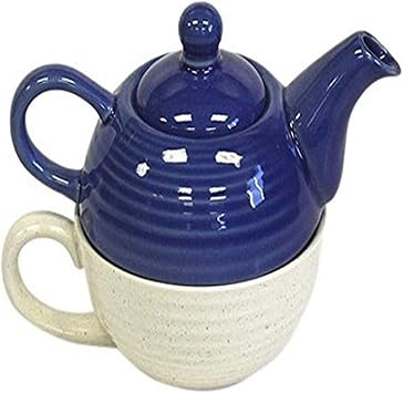 Hues & Brews Two-Tone Tea for One Set, Blue/Cream