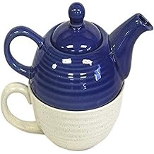 Hues & Brews Two-Tone Tea for One Set, Blue/Cream