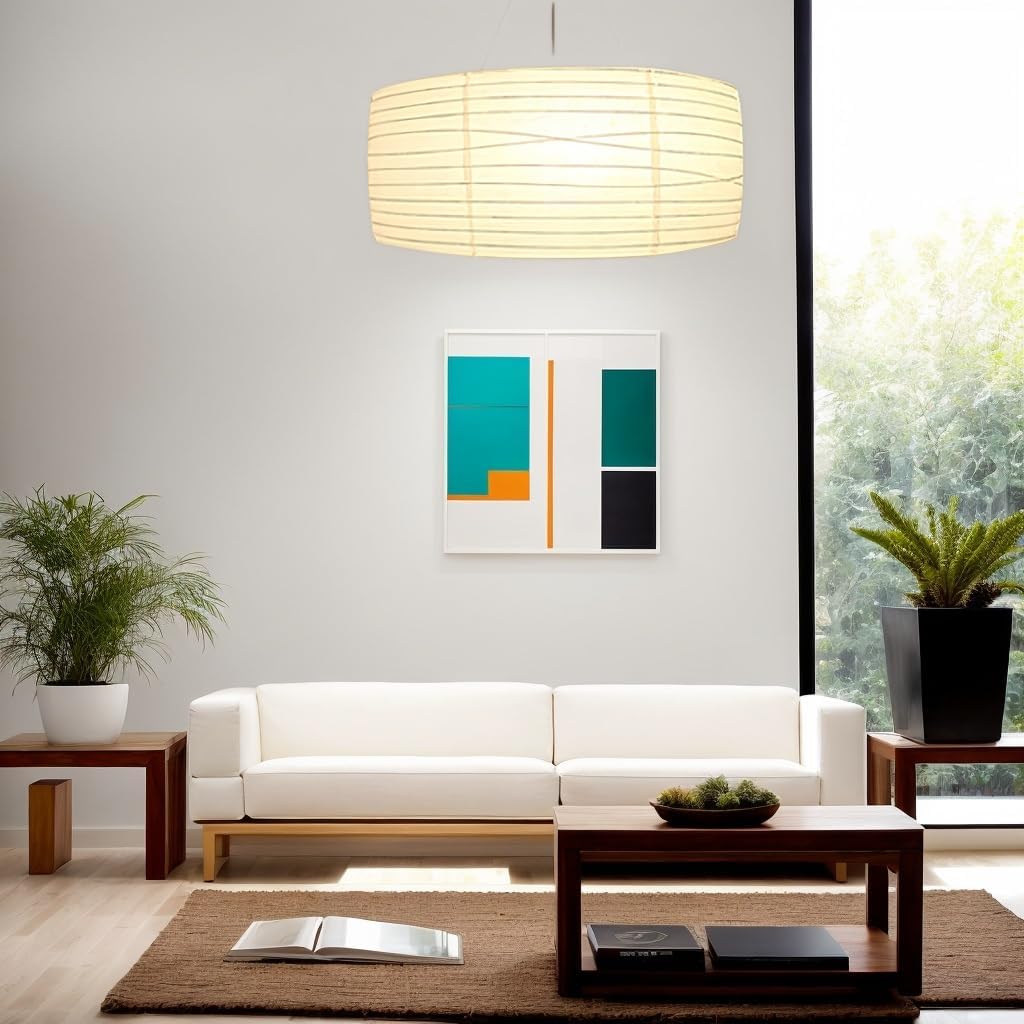 Lamp Shades Paper Lanterns Shade 18.1" Chinese Lantern Lights Pendant Light White Japanese Cover (1, White)