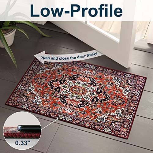 Misiffa Vintage Oriental Medallion Area Rug, Non-Slip Washable Low-Pile Indoor Accent Throw Rug, Floor Carpet For Kitchen Mat Bedroom Living Room Entryway Dorm Home Decor (Red, 3X5Ft) #TOP4