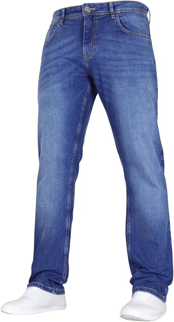 Crosshatch Mens Stretch Straight Leg Classic Regular Fit Basic Denim Jeans, 5 Pocket, Zipper, Solid, 30, 32 or 34 inches