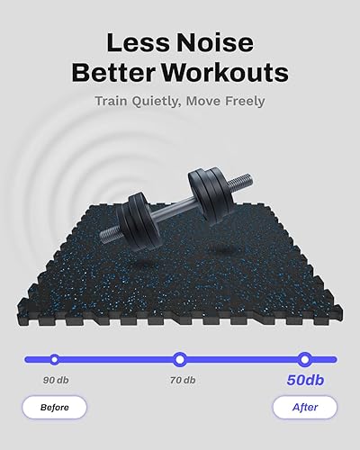 Miniatura 8 de AIRHOP - Alfombrillas de 0.79 pulgadas de grosor para equipos de ejercicio de 48 pies cuadrados, 12 piezas de goma superior mejorada con espuma EVA