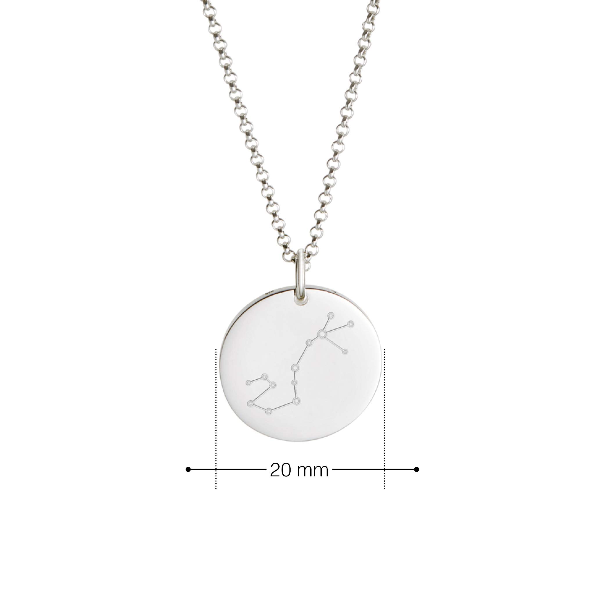 Gravado Collana da Donna in Argento 925, Ciondolo Circolare con Incisione Segno Zodiacale, Scatola Regalo Inclusa