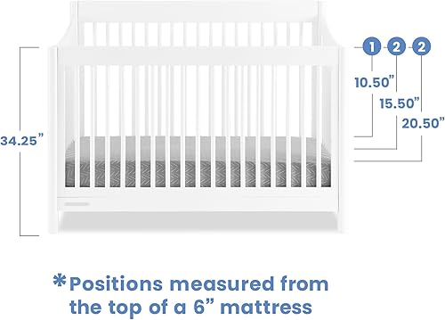 Miniatura 6 de Delta Children Brooks - Colchón convertible 6 en 1 para cuna, Bianca White + Simmons Quiet Nights transpirable para cuna con funda extraíble