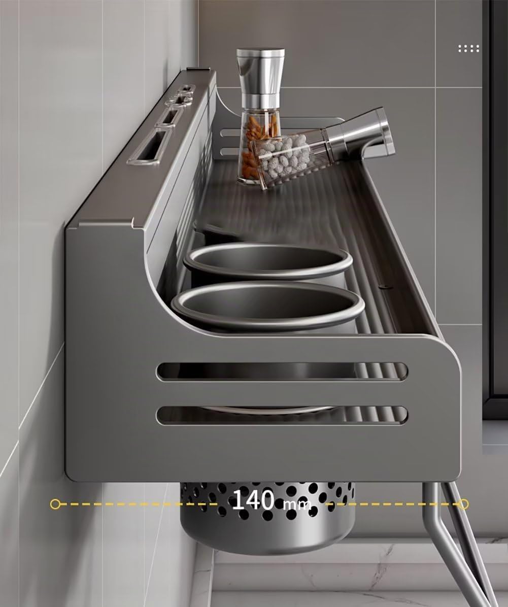 Scaffale da Parete per Spezie, Organizer Senza Forare, Scaffali da Appendere, Portaspezie da Incollare, Scaffale da Cucina a Parete in Metallo per Porta di Armadio, Cucina, Spice Rack, 80 cm