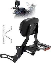 Kinglemc Powersports Sissy Bar com suporte de bagagem de encosto para Kawasaki Vulcan VN 900 2000 Classic Custom 2009-21 (preto, não cravejado)