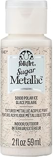 FolkArt Sugar Metallic Acrylic Craft Paint, Polar Ice 2 fl oz Textured Paint for Indoor and Outdoor DIY Arts and Crafts Projects, 50900
