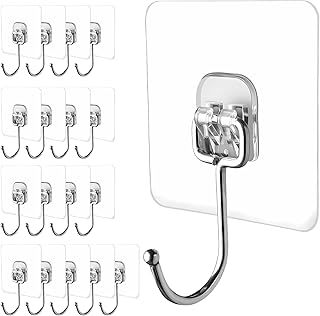 Large Adhesive Hooks, 18-Pack Hold 44lb(Max) Heavy Duty Sticky Hooks,Waterproof and Rustproof Wall Hooks for Hanging Can be Use Kitchen Bathroom Outdoor Ceiling Office Window Home Improvement