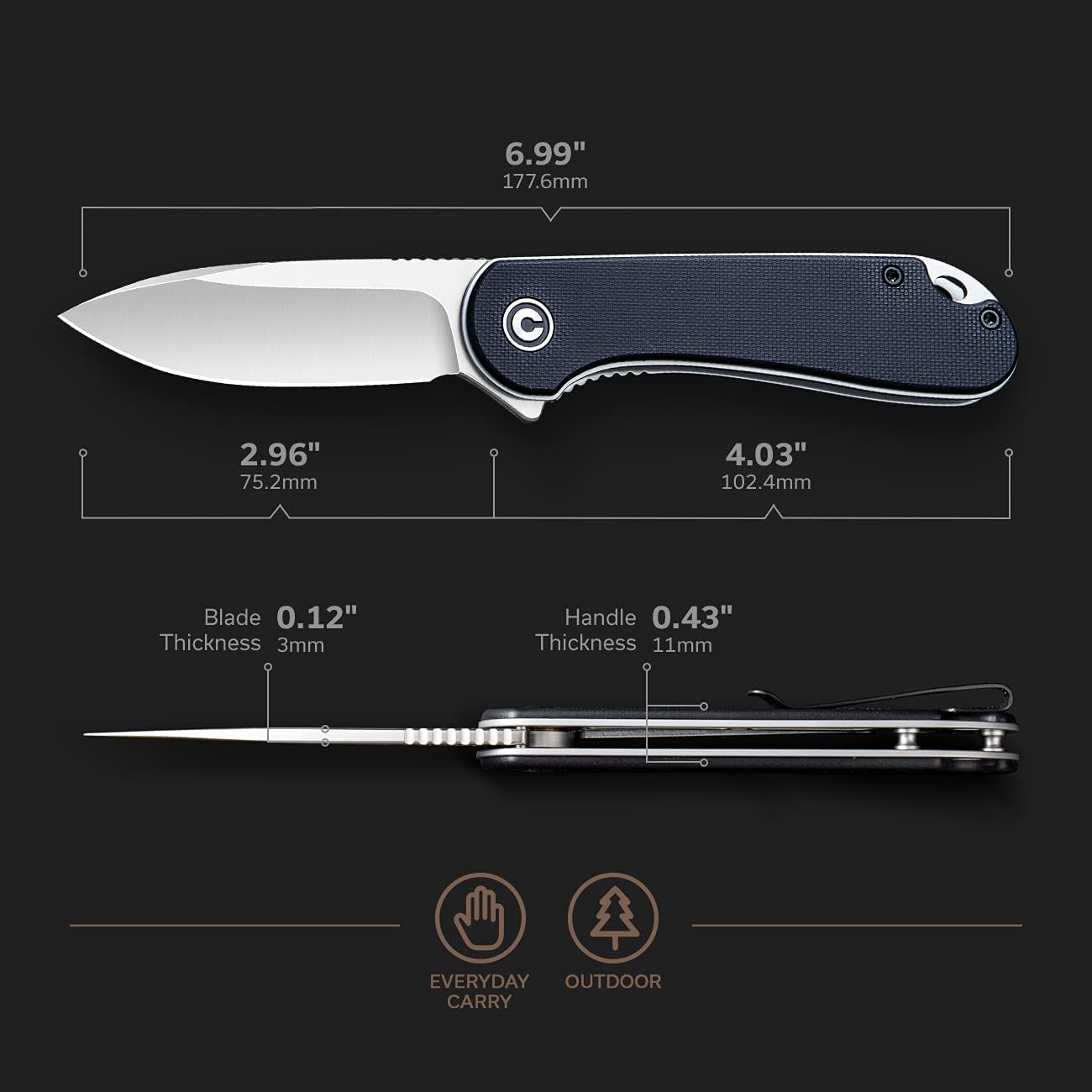 CIVIVI Elementum Bundled Praxis, Great EDC Knife Set image 4