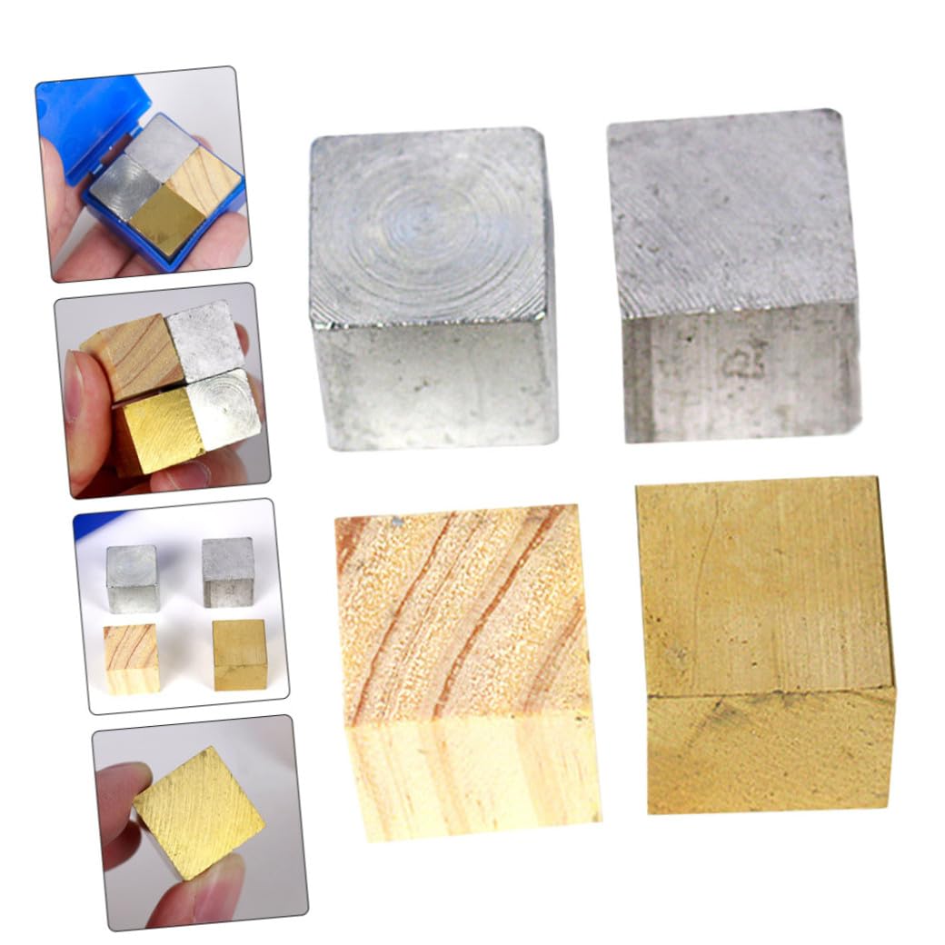 Set di 4 Blocchi per Misurazione Densità in Laboratorio di Fisica, Cubo di Ferro, Blocco di Alluminio e Legno, Materiale Scientifico per Laboratorio Didattico