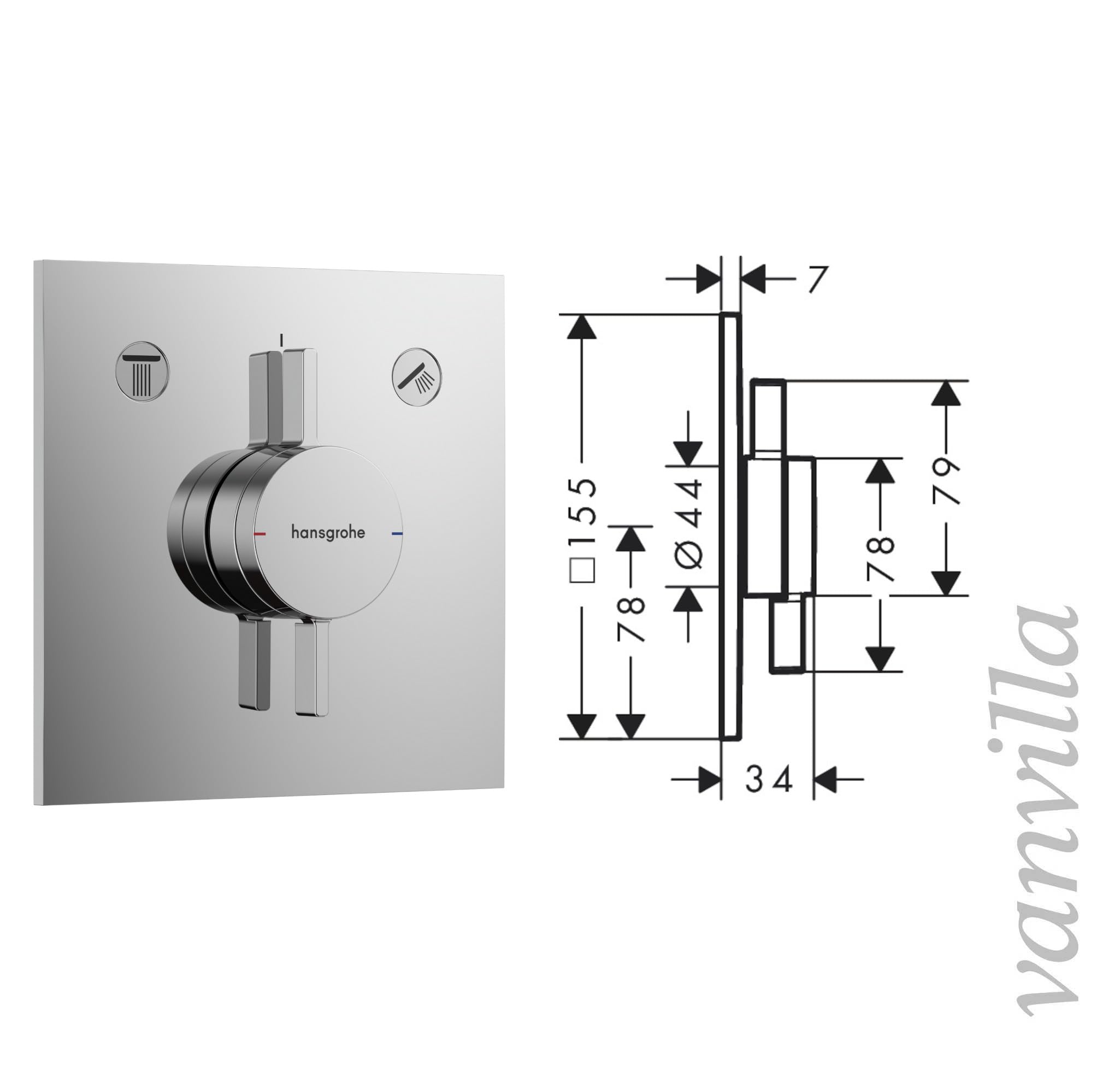 vanvilla Duschsystem Unterputz mit Duscharmatur Hansgrohe HG202 poliert