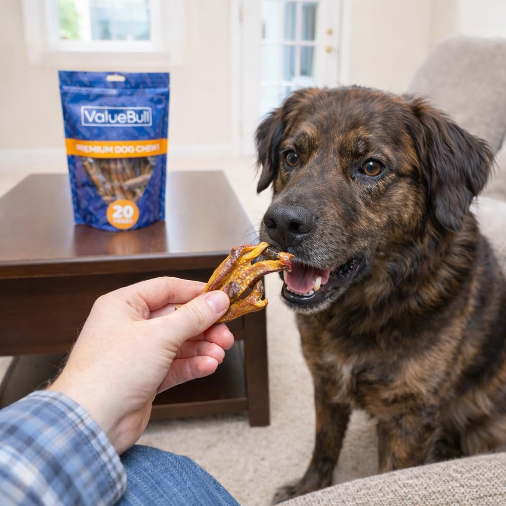 ValueBull Duck Feet for Dogs, 400 Count Bulk Pack - All Natural Dog Chew, Hip and Joint Chew, Single Ingredient Dog Treat