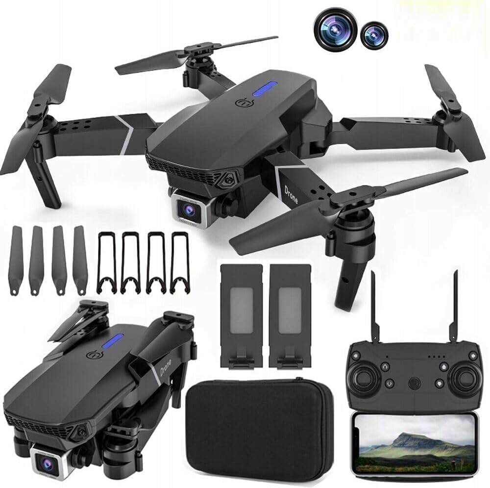 Drone with 4k Camera Foldable 1080P HD Drone with FPV Live Video, Smart Gestures Selfie, Altitude Hold, One Key Take Off/Landing, 3D Flips for Kids and Adults. (E88)