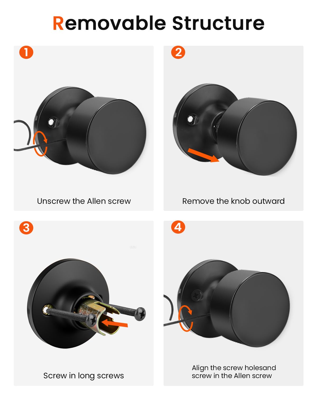 Haidms Matte Black Closet Door Knobs - 6 Pack -5