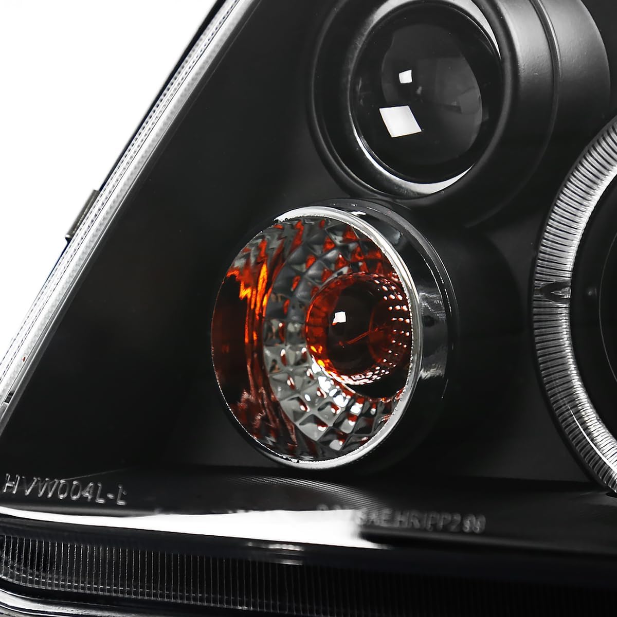 SPEC-D TUNING LED + Halo Projector Headlights Black Compatible with 1999-2005 VW Jetta/Bora Mk4, Left + Right Pair Headlamps Assembly