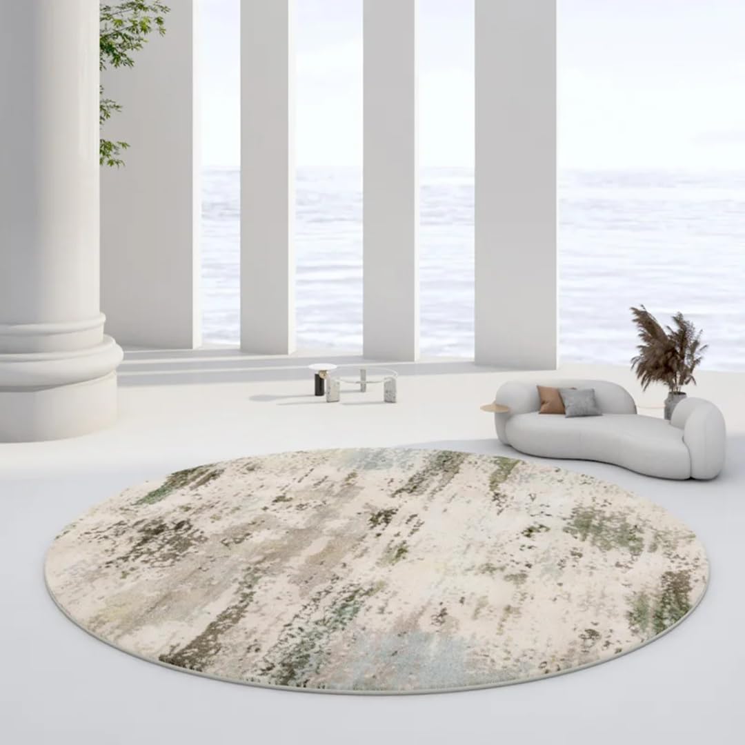 Tapis rond en peluche épais et moelleux de qualité supérieure pour salon élégant
