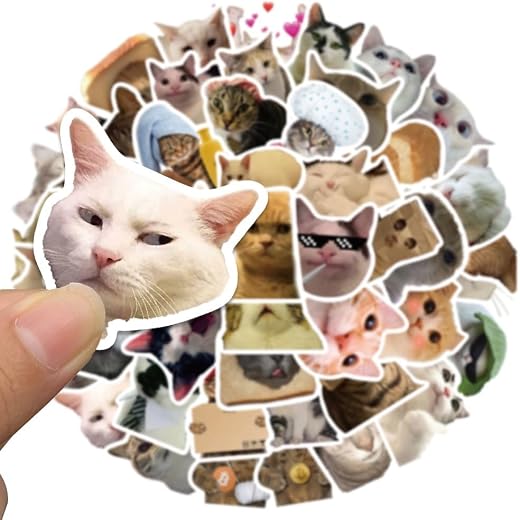 108+PCS Funny Cat Stickers – Waterproof Cute Meme Cat Vinyl Decals for Laptop, Wall, Phone, Car, Journal & More | Aestheti...