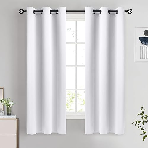 Miniatura 175 de COSVIYA Cortinas 100% opacas para dormitorio con forro negro, bloqueo de luz completa, aislamiento térmico y ojales, tratamiento de ventana de 54