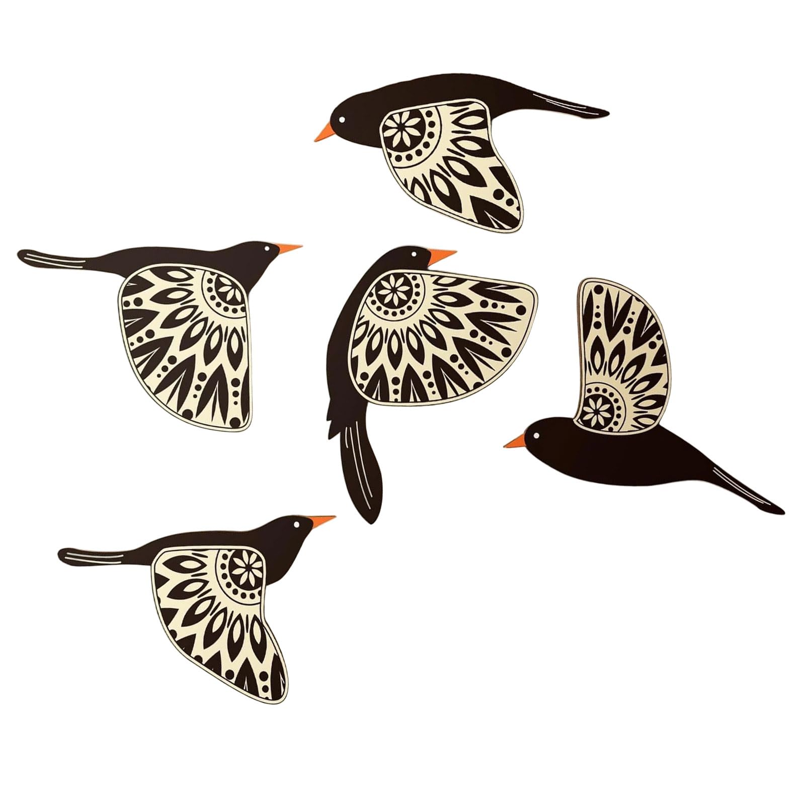 PIEXANGH Scandinavian Farmhouses Wooden Bird Wall Decorations 5Pcs Handcrafted Set for Home Decors Bird Enthusiast Gift Giving Wood Nursery Wall Decorations