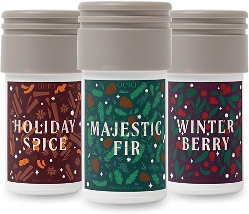 Aera Peace On Earth - Mini paquete de vacaciones, incluye abeto majestuoso, especias navideñas y bayas de invierno, funciona con mini difusor Aera,